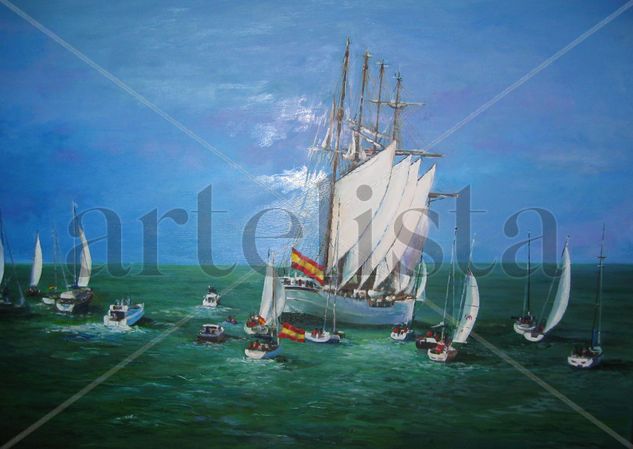 Despedida en Cadiz de Elcano Oil Canvas Marine Painting