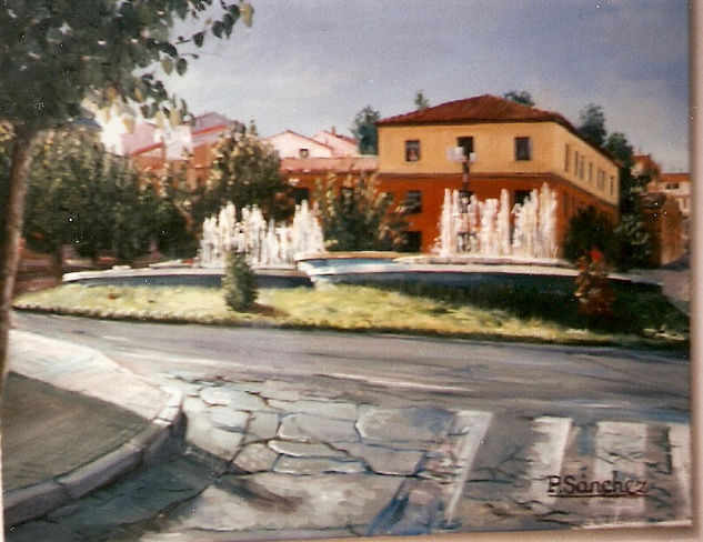 Plaza Aragon de Caspe Oil Canvas Landscaping