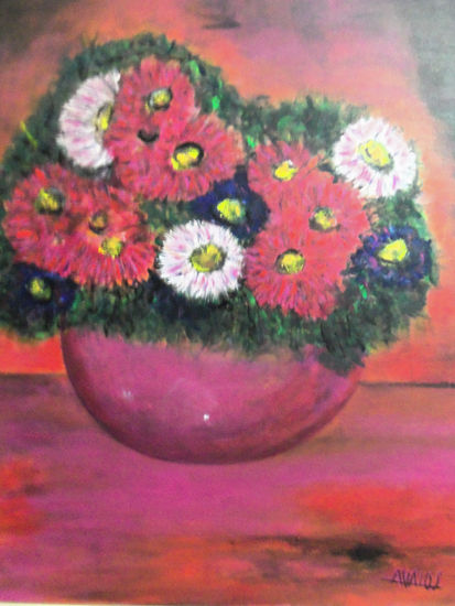 Crisantemos Avalos Oil Canvas Floral Painting