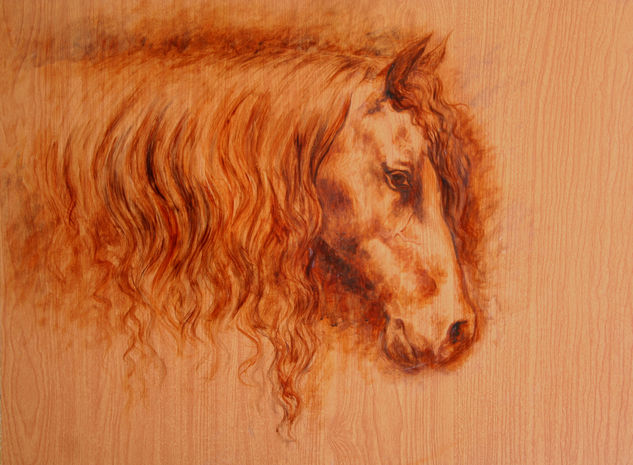 Caballo en marrones Oil Panel Animals