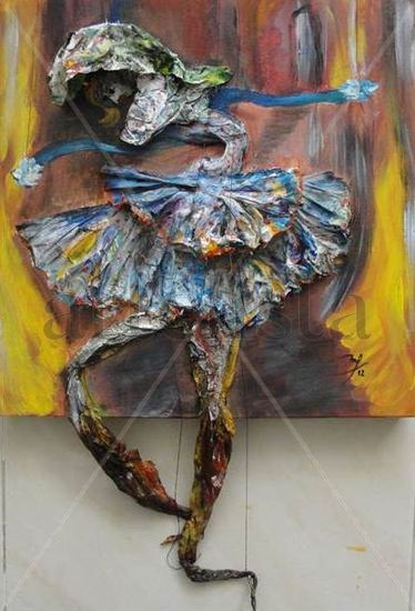 Bailaido de cores Mixed media Textile Figure Painting