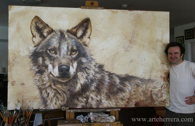 "LOBO" Mixed media Panel Animals