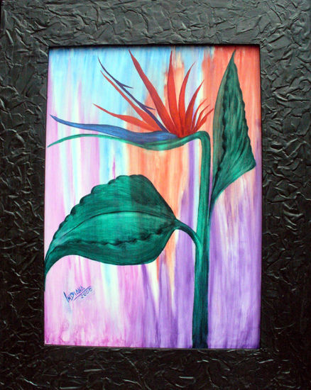 Ave del Paraiso Oil Panel Floral Painting