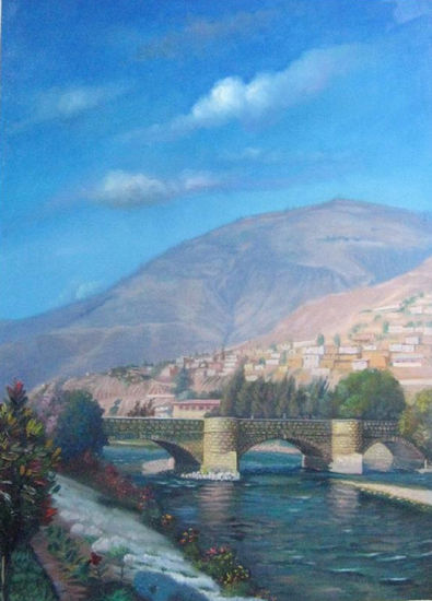 "PUENTE CALICANTO" Oil Textile Landscaping