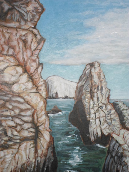 piedra de la iglesia, año 2022, constt, chile. Acrylic Card Marine Painting