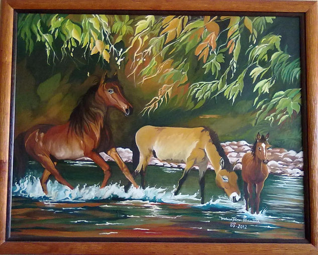 FAMILIA DE CABALLOS N°2 Oil Textile Animals