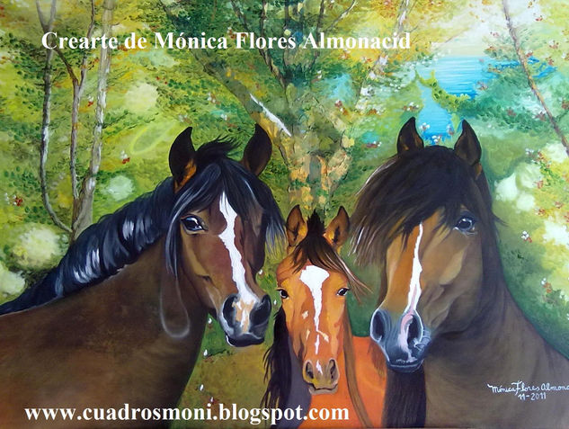 FAMILIA DE CABALLOS N°2 Oil Textile Animals