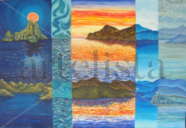 Es Vedrá e Ibiza Oil Canvas Marine Painting