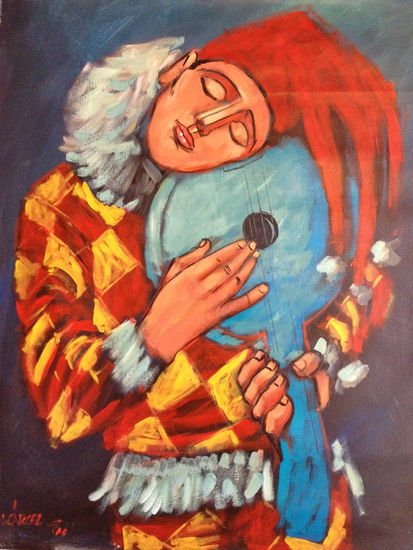 ARLEQUIN DURMIENDO Acrylic Canvas Figure Painting