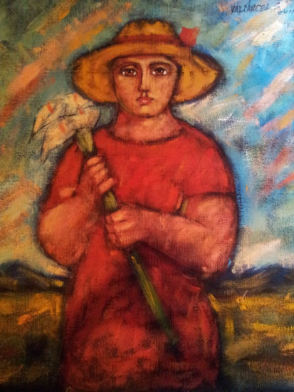 MUJER EN EL CAMPO Acrylic Others Figure Painting