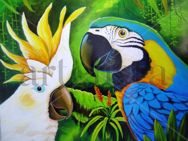 GUACAMAYAS Acrílico Lienzo Animales