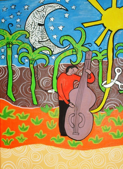 El músico Acrylic Canvas Figure Painting