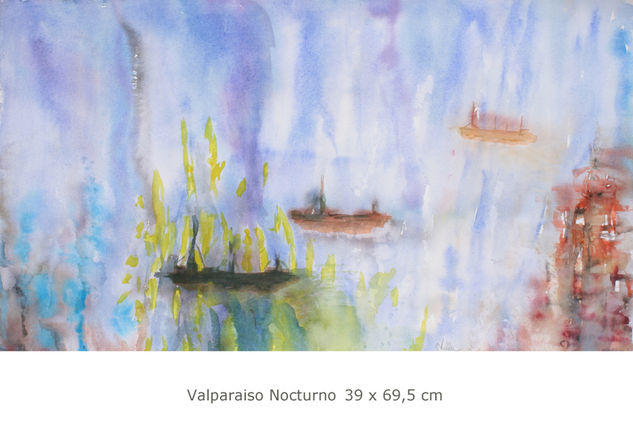 Valparaiso Nocturno Watercolour Card Landscaping