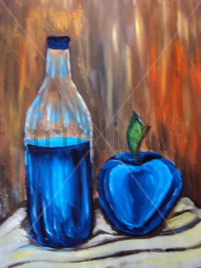 Bodegon en azul 1 Oil Card Still Life Paintings