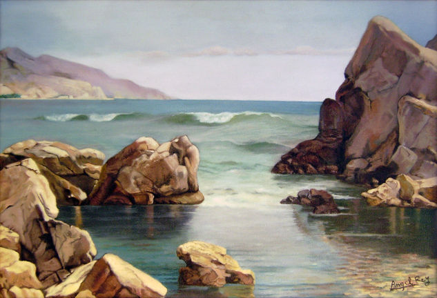 Peñón del Cuervo Oil Canvas Marine Painting