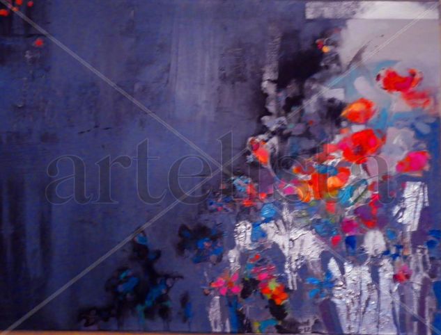 Misty Flowers - 2013 Oil Canvas Floral Painting