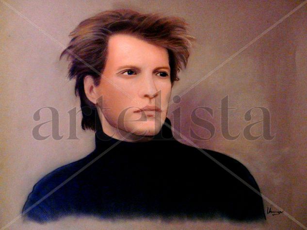 Retrato Jon Bon Jovi Pastel Paper Portrait