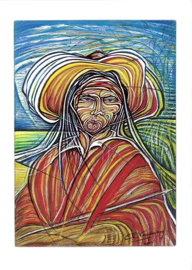 Indio salteño Gouache Card Portrait