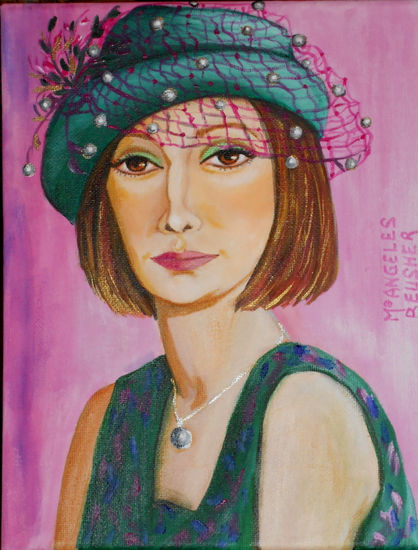 Mujer con sombrero Acrylic Canvas Portrait