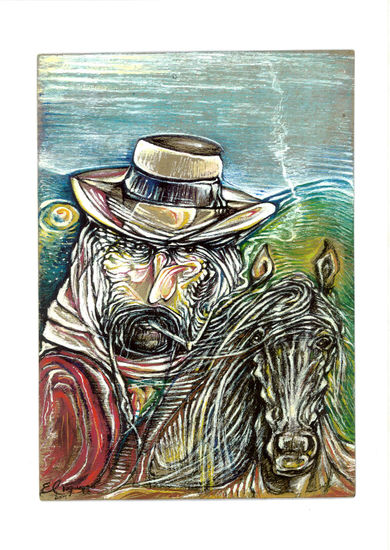 Gaucho Errante Media Mixta Cartulina Retrato