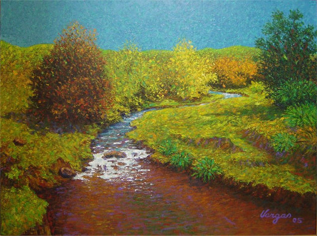 Paisaje de río Acrylic Canvas Landscaping