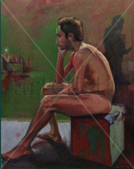 Pensando en Nada (Thinking Nothing) Oil Canvas Nude Paintings