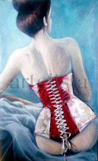 Corset Rojo Mixed media Canvas Figure Painting