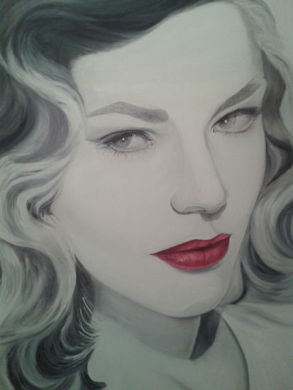 Lauren Bacall Oil Canvas Portrait