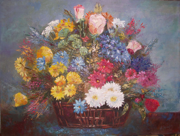 "Bodegón" Óleo Tabla Floral