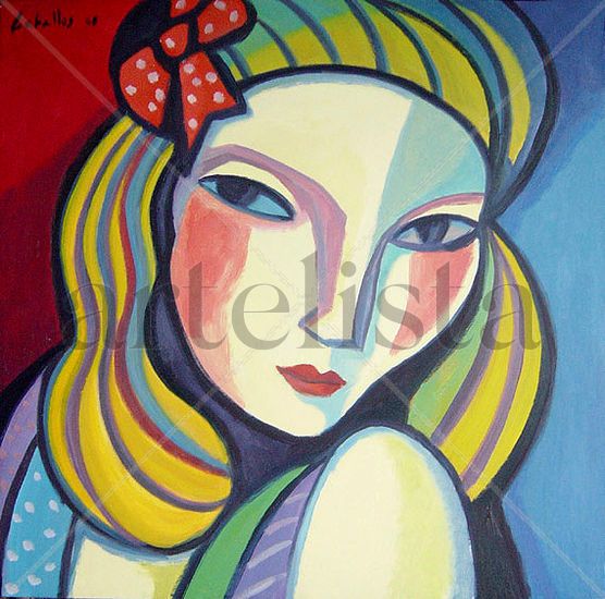 Chica con lazo rojo Acrylic Others Portrait