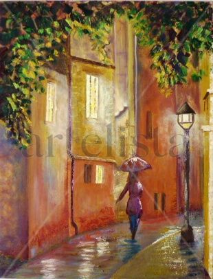 CAMINO EN LA NOCHE Oil Canvas Landscaping