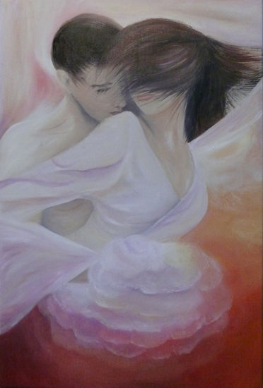 pareja Oil Panel Figure Painting