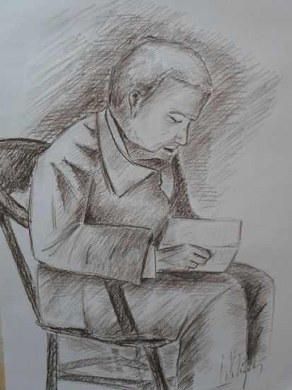 retrato de viejo leyendo, 2008, (jorge cabezas, constt, chile. Lápiz