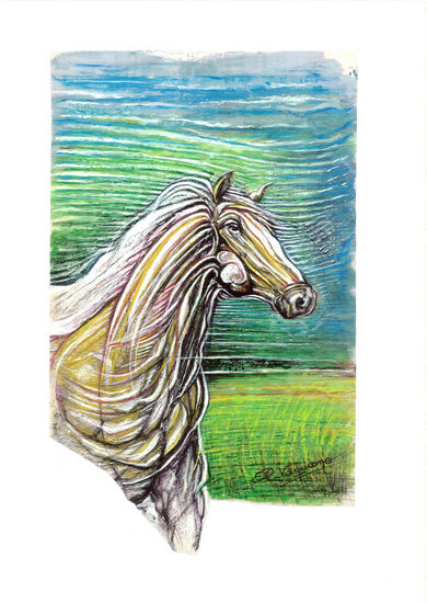 Caballo Bayo Gouache Papel Animales