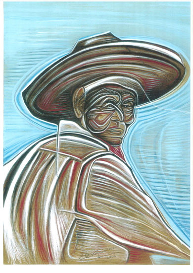 Indio trabajador Gouache Paper Figure Painting