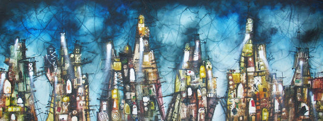 Ciudad en Azul Mixed media Canvas Others