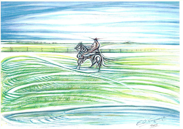 Cabalgando 2 Arriero al campo Acrylic Card Figure Painting