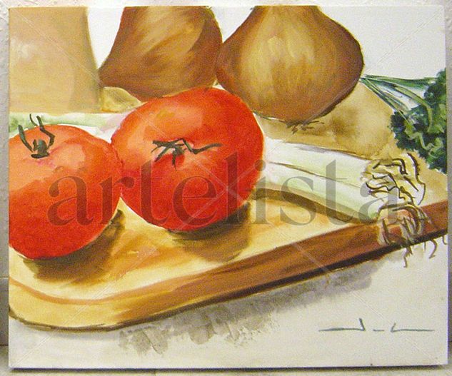 Tomates y cebollas Oil Canvas Still Life Paintings