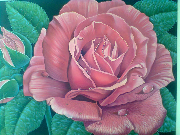 ROSA Rosa Oil Textile Floral Painting