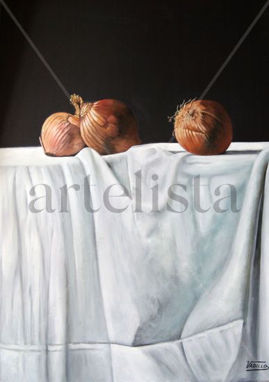 CEBOLLAS Oil Panel Still Life Paintings