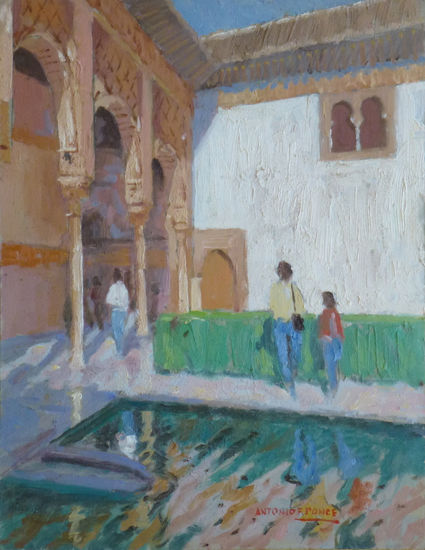 Visita a la Alhambra Oil Panel Landscaping