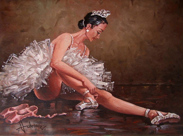 ballerina III - Natasha M. Oil Canvas Portrait