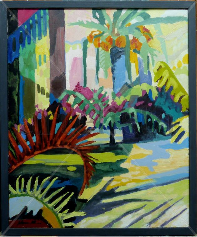 JARDIN CON PALMERAS