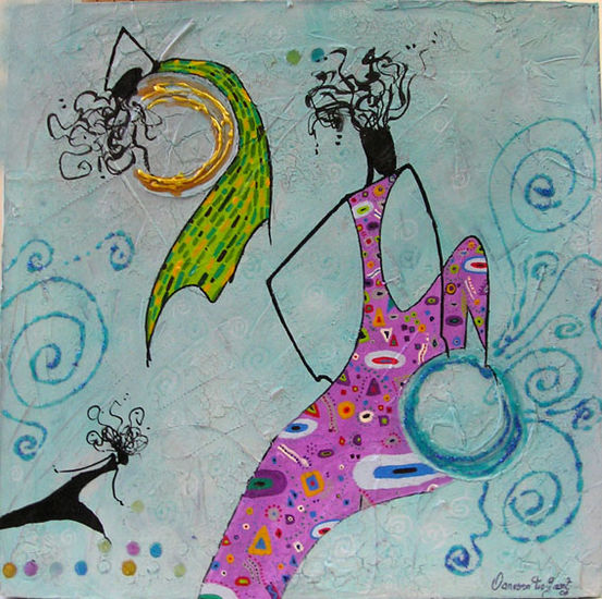 la danse du ciel Acrylic Canvas Figure Painting