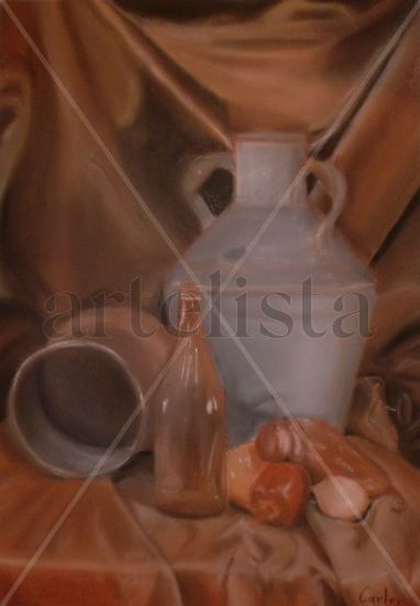 Bodegon para un recuerdo rústico Pastel Paper Still Life Paintings