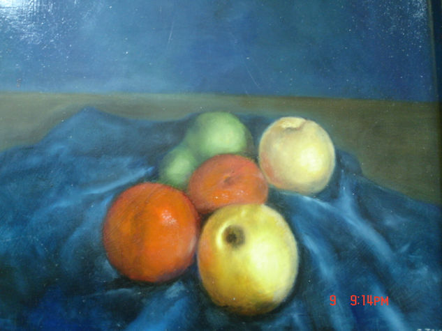 bodegon azul Oil Panel Still Life Paintings