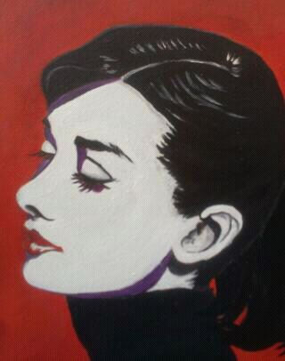 AUDREY SOBRE ROJOS Oil Panel Portrait