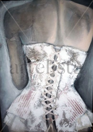 Corset B/R Mixed media Canvas Figure Painting