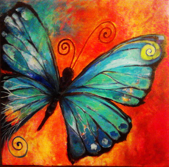 Mariposa azul Acrylic Canvas Figure Painting