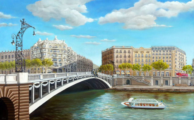 Paris Barcelona Oil Canvas Landscaping